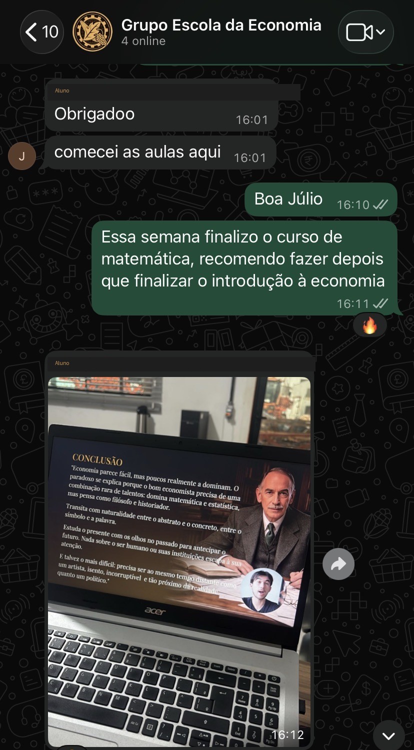 Print do grupo de WhatsApp da Escola da Economia